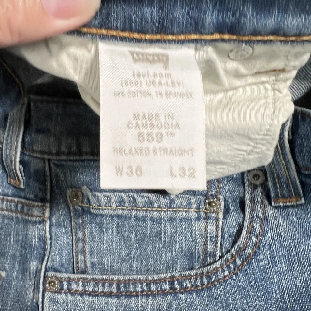 Levis 559 Jeans Mens 36x32 (Fits 38x30) Blue Relaxed Straight‎ Mid Rise Y2K
